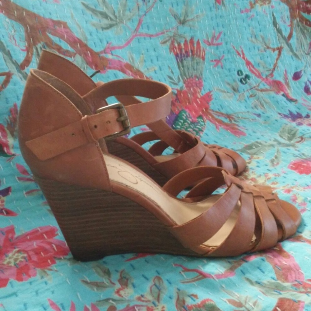Jessica Simpson Brown Strappy Wedge Sandal Size 7